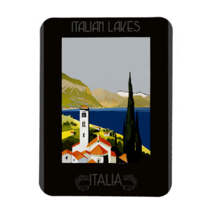 Italien Italienska Sjö Retro Vintage resor Poster Magnet
