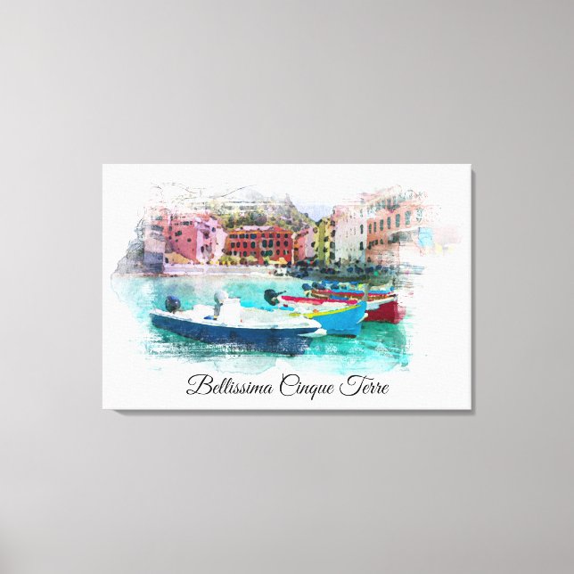 ** Italien Italienska språket Art Cinque Terra AP1 Canvastryck (Framsida)