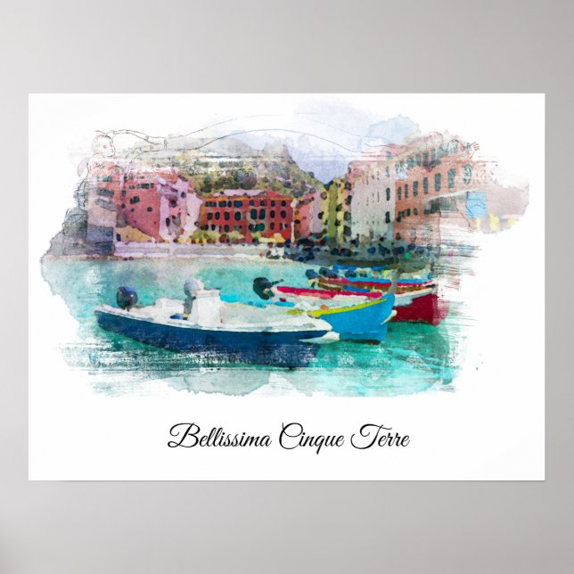 ** Italien Italienska språket Art Cinque Terra AP1 Poster (Framsidan)