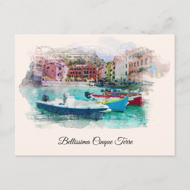 ** Italien Italienska språket Art Cinque Terra AP1 Vykort (Framsida)