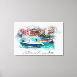 ** Italien Italienska språket Cinque Terre AP12 Ar Canvastryck