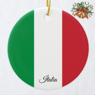 Italien juldekoration, italienska flaggan julgransprydnad keramik