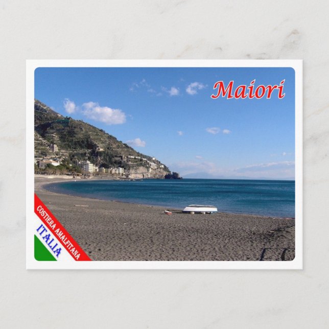 Italien - Kampanien - Amalfi Kusten - Maiori Beach Vykort (Framsida)