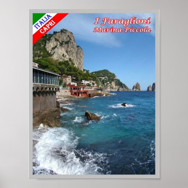 Italien - Kampanien - Capri - Marina Piccola - Poster (Framsidan)