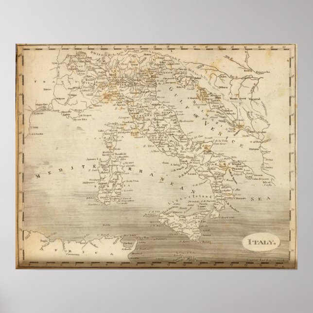 Italien Karta av Arrowsmith Poster (Framsidan)