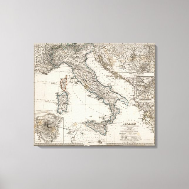 Italien Karta av Stieler Canvastryck (Framsida)