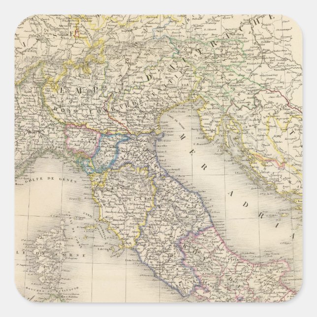 Italien Karta Fyrkantigt Klistermärke (Framsida)