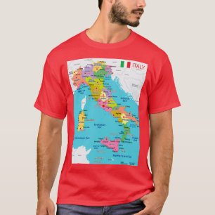 Italien karta med regioner och huvudstäder t shirt
