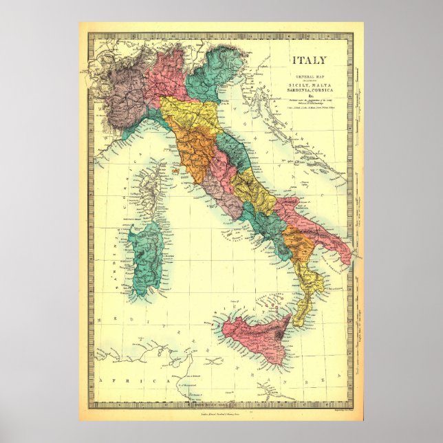 Italien karta Poster (Framsidan)