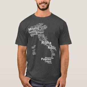 Italien Karta Silhouette Städer Cities Rom Milano T Shirt
