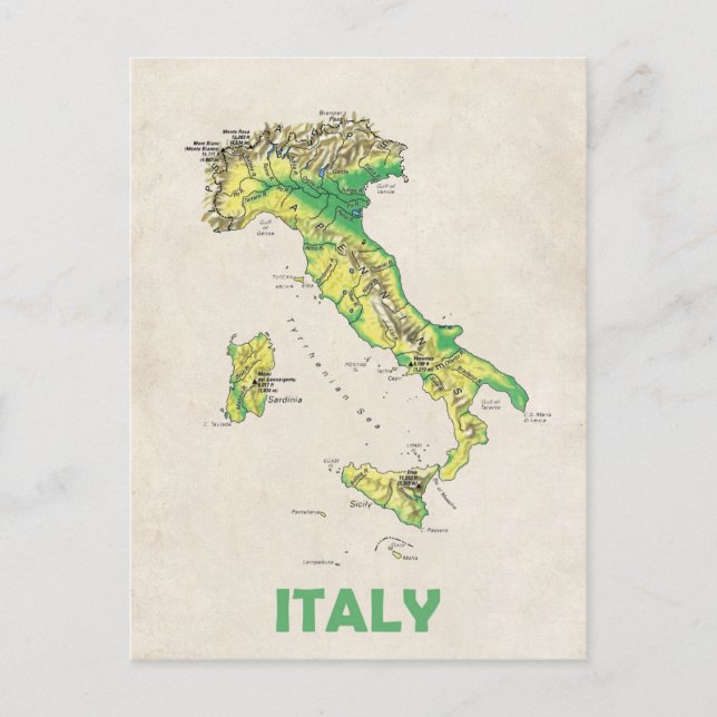 Italien karta vykort (Framsida)