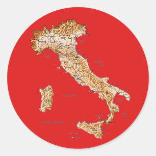 Italien Kartdekal Runt Klistermärke