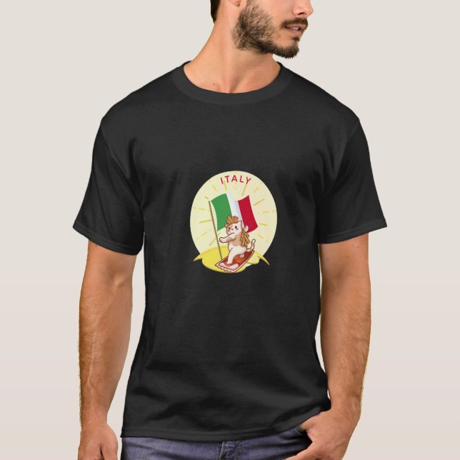 Italien Katt Pommes Frites T Shirt (Framsida)