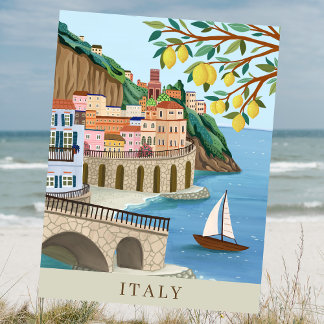 Italien Kusten Helgdag Travel Art Keepsak Vykort