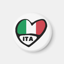 Italien Land Code Flagga Heart, ITA Magnet