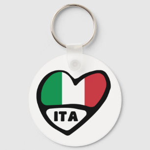 Italien Land Kod Flagga Hjärtat Nyckelring, ITA Nyckelring