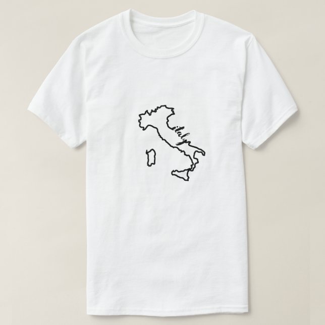 Italien Land kontur med Italien Skriptmodern T Shirt (Design framsida)