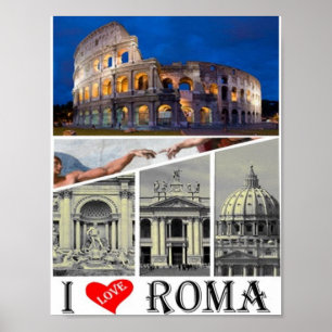 Italien - Latium - Rom - I Kärlek - Poster