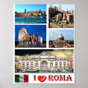Italien - Latium - Rom - I Kärlek - Poster