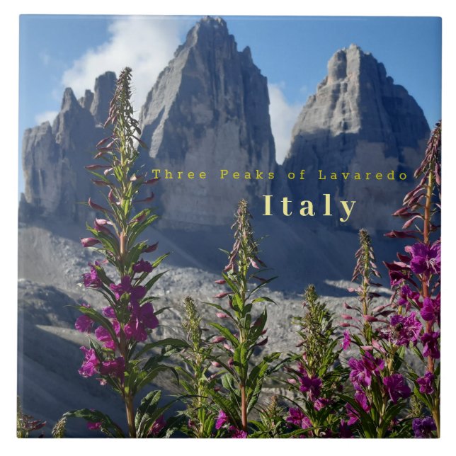 Italien Lavaredo Wildblommors tre toppar Kakelplatta (Framsidan)