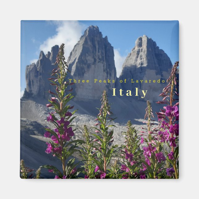 Italien Lavaredo Wildblommors tre toppar Magnet (Framsidan)