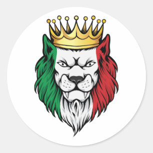 Italien Lejona Kung Flagga Runt Klistermärke