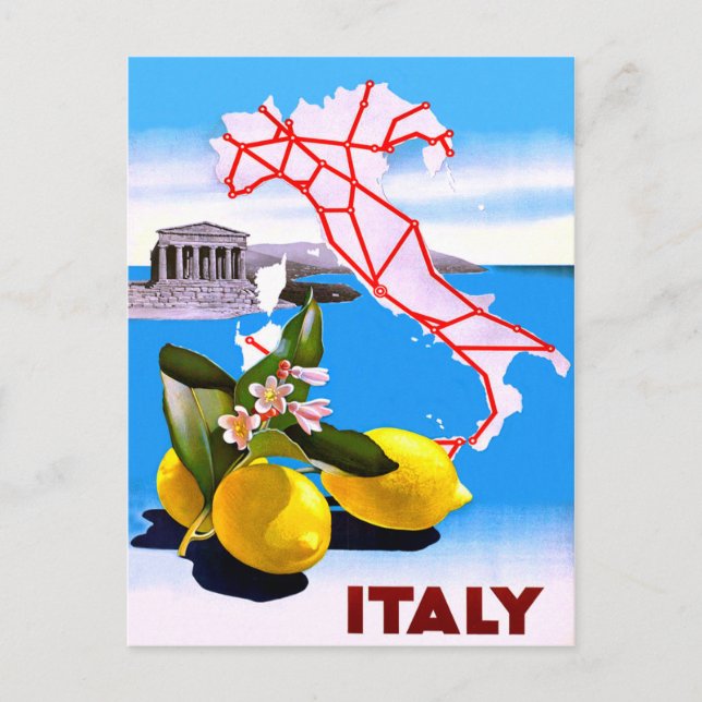 Italien Lemon Roman Temple Flower Vykort (Framsida)