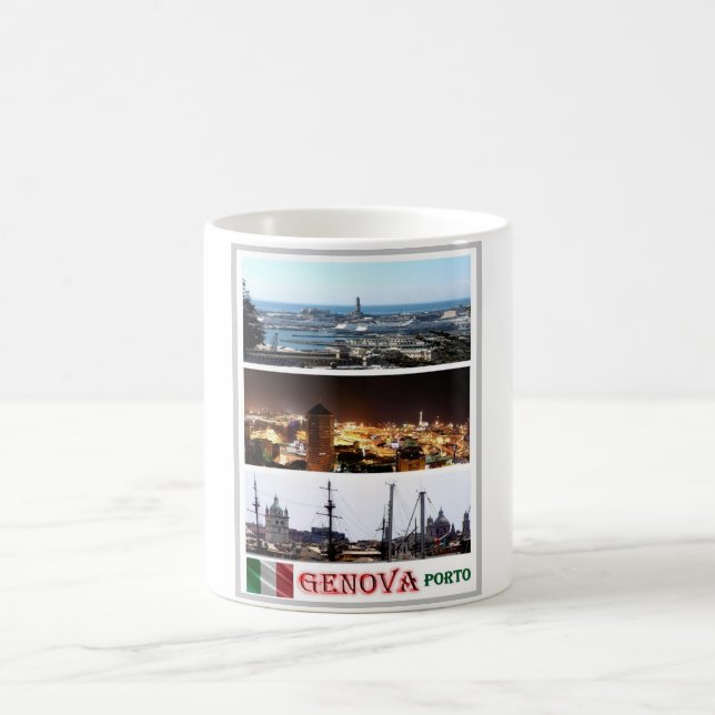 Italien - Ligurien - Genoa - Mosaic - Harbour - Kaffemugg (Center)