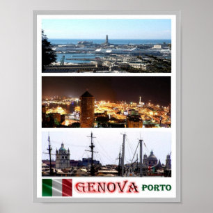 Italien - Ligurien - Genoa - Mosaic - Harbour - Poster