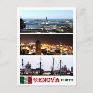 Italien - Ligurien - Genoa - Mosaic - Harbour - Vykort