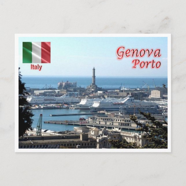 Italien - Ligurien - Genua - Harbour - Vykort (Framsida)