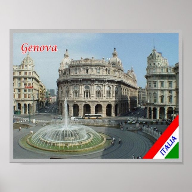 Italien - Ligurien - Genua - Piazza Ferrari - Poster (Framsidan)