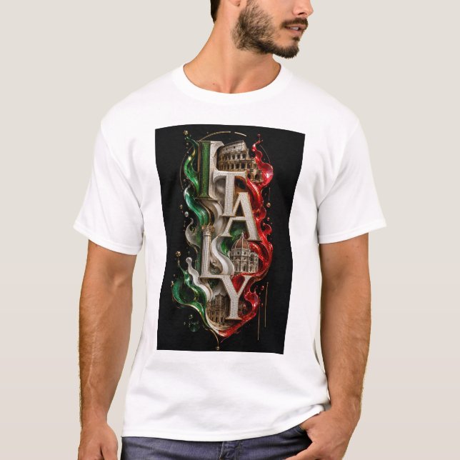 Italien Lyxig Marmor Typografi 3D T Shirt (Framsida)