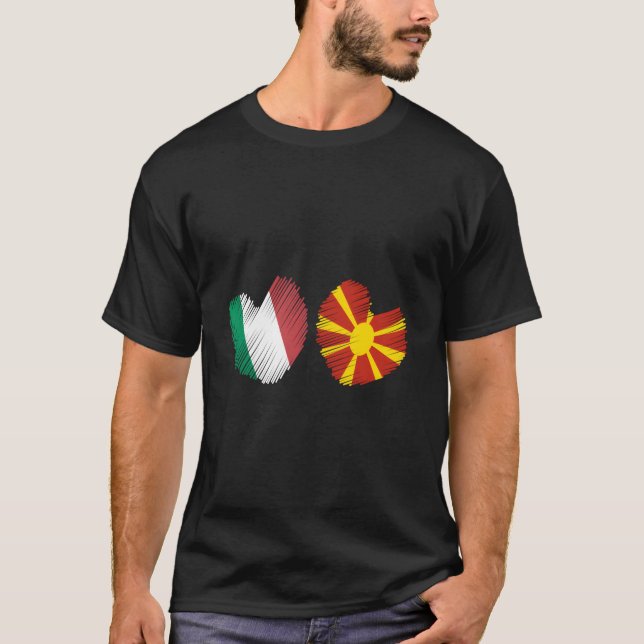 Italien Makedonien Flagga Macedonian Flagga T Shirt (Framsida)
