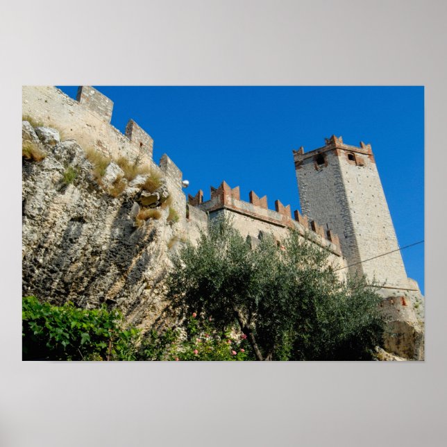 Italien, Malcesine, Sjö Garda, Castle Scaligero Poster (Framsidan)