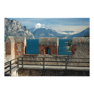 Italien, Malcesine, utsikt från slottet vid sjön Fototryck