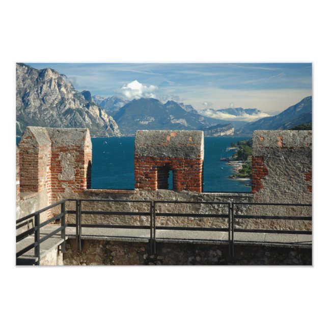 Italien, Malcesine, utsikt från slottet vid sjön Fototryck (Framsidan)