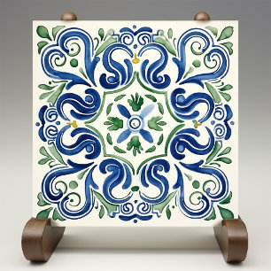 Italien Medallion Sicilian, Blommigt Kakelplatta