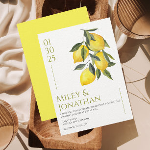 Italien Medelhavet Grekland Lemon Vibrant Bröllop Inbjudningar