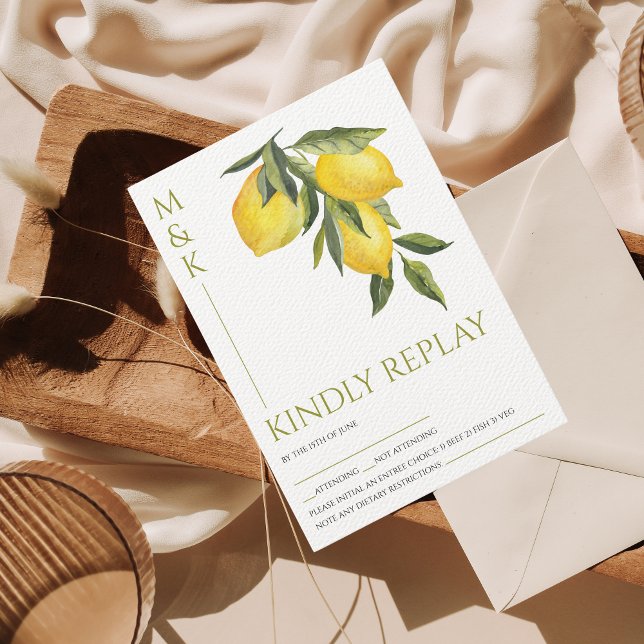 Italien Medelhavet Grekland Lemon Vibrant Bröllop OSA Kort (Skapare uppladdad)