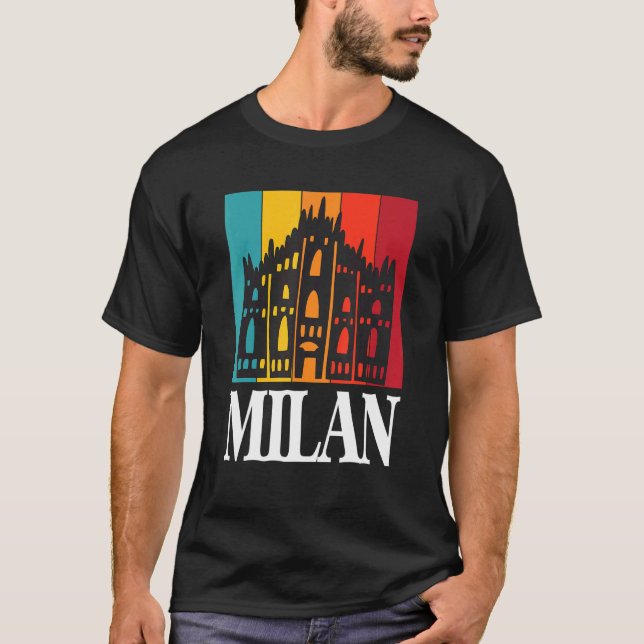 Italien Milano med Milanos katedral Dom De Milan T Shirt (Framsida)