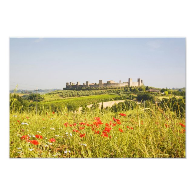 Italien, Monteriggioni, Fältvy av Fototryck (Framsidan)