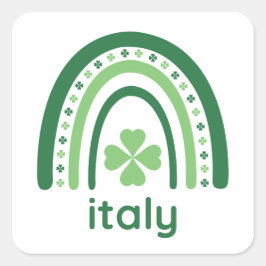 italien Namn Klöver Boho Rainbow Fyrkantigt Klistermärke