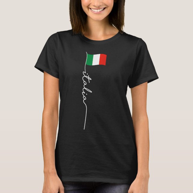 Italien Namnteckning Flagga Pole - Elegant Patriot T Shirt (Framsida)
