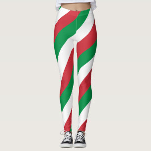 Italien National Flagga Färg Diagonal Stripe Leggings