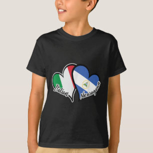 Italien Nicaragua Flagga Heart Halvitaliensk halvå T Shirt