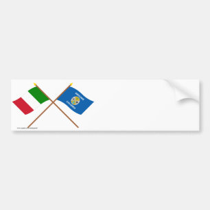 Italien och Calabria korsad flaggor Bildekal
