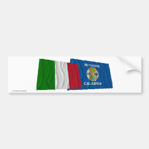 Italien och Calabria som vinkar flaggor Bildekal