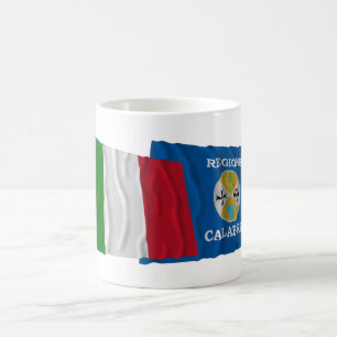 Italien och Calabria som vinkar flaggor Kaffemugg