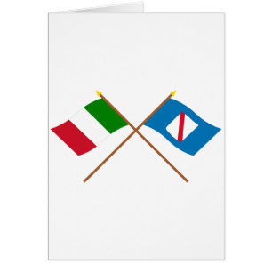 Italien och Campania korsad flaggor Hälsningskort